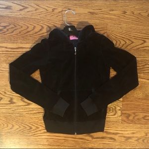 Black Juicy Couture Velour Hoodie Jacket (P/XS)